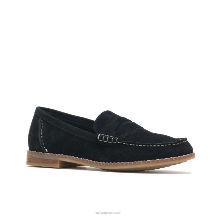 Camurça preta mocassim carriça mulheres Hush Puppies mocassim ZZ6R41