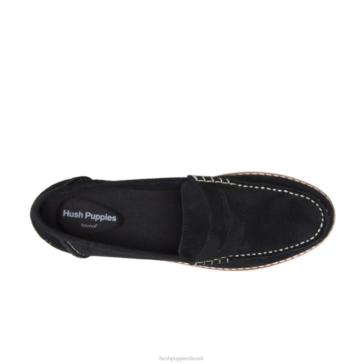 Camurça preta mocassim carriça mulheres Hush Puppies mocassim ZZ6R41