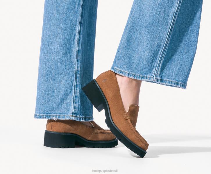 camurça castanha escura lucy preguiçosa mulheres Hush Puppies mocassim ZZ6R42