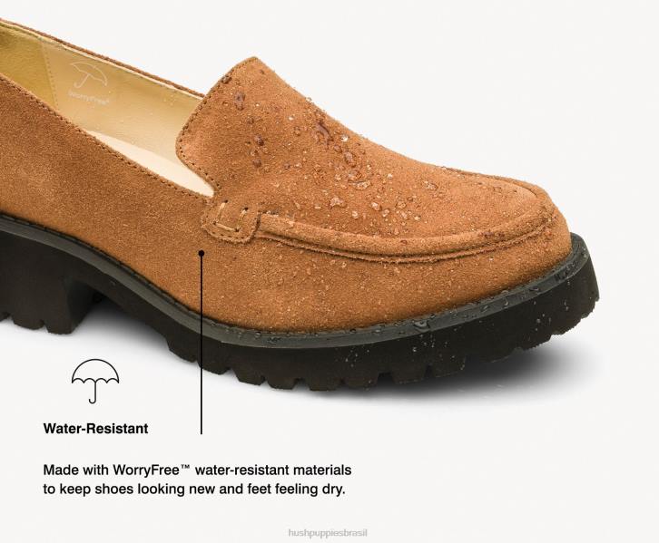 camurça castanha escura lucy preguiçosa mulheres Hush Puppies mocassim ZZ6R42