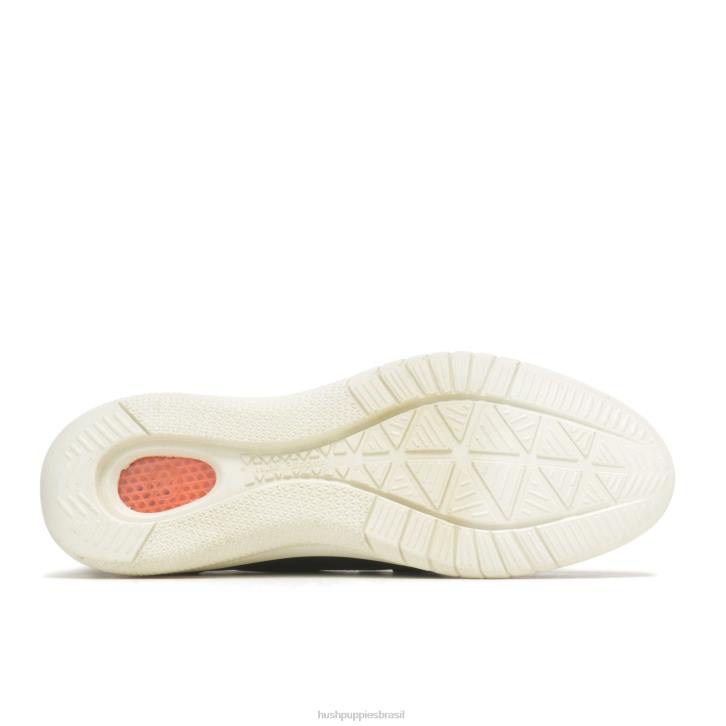 couro preto ousado mocassim avançado mulheres Hush Puppies mocassim ZZ6R45