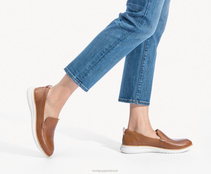 couro preto ousado mocassim avançado mulheres Hush Puppies mocassim ZZ6R45