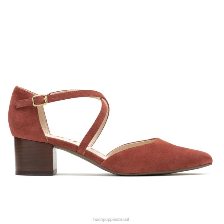 camurça rosa empoeirada bomba cruzada sofie mulheres Hush Puppies salto ZZ6R101