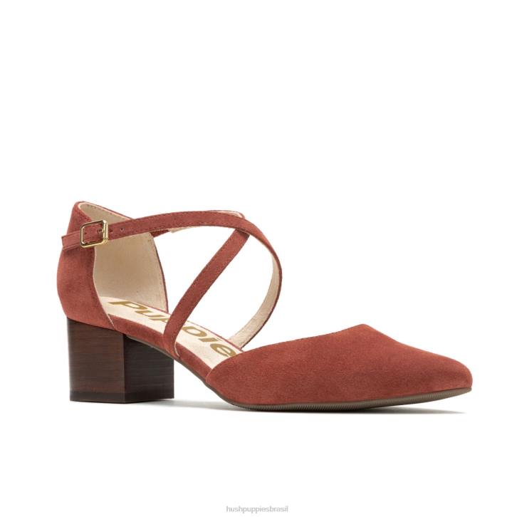 camurça rosa empoeirada bomba cruzada sofie mulheres Hush Puppies salto ZZ6R101