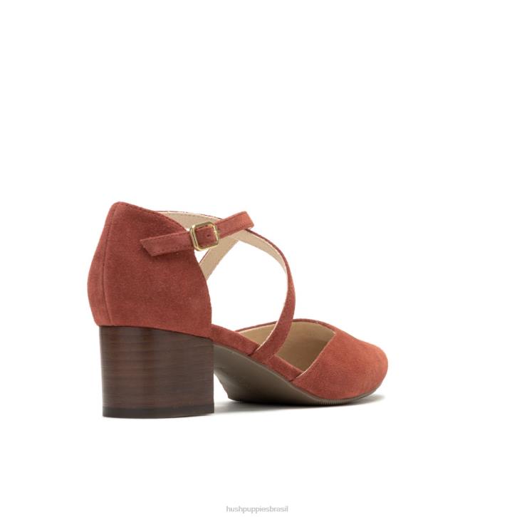 camurça rosa empoeirada bomba cruzada sofie mulheres Hush Puppies salto ZZ6R101