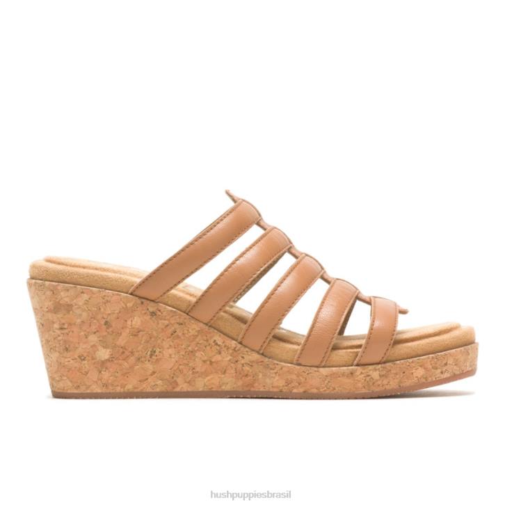 couro bege profundo sandália salgueiro mulheres Hush Puppies salto ZZ6R12