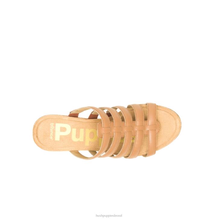 couro bege profundo sandália salgueiro mulheres Hush Puppies salto ZZ6R12