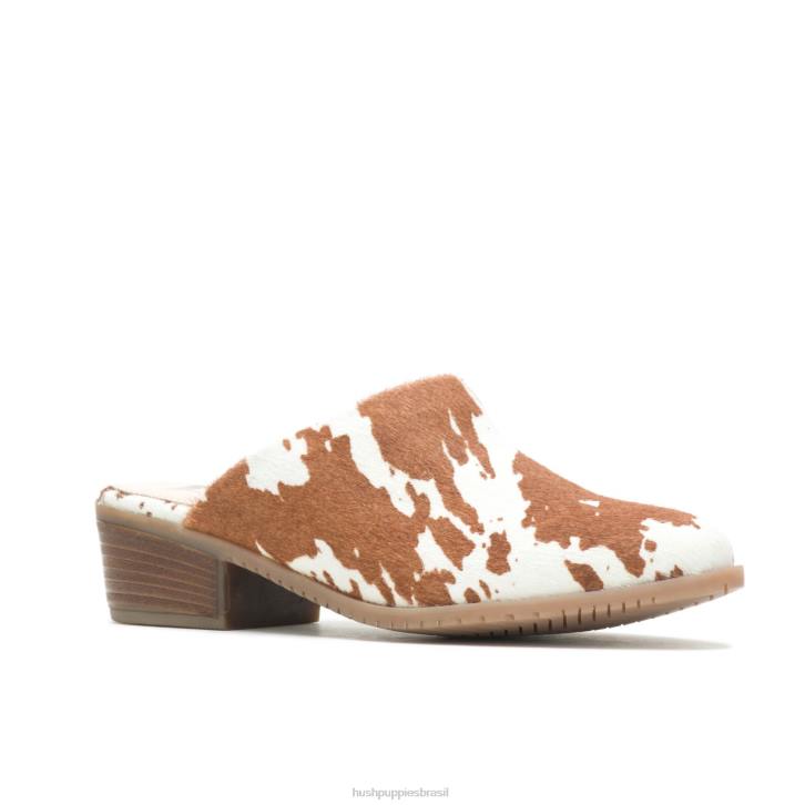 couro de impressão de vaca mula siena mulheres Hush Puppies salto ZZ6R92