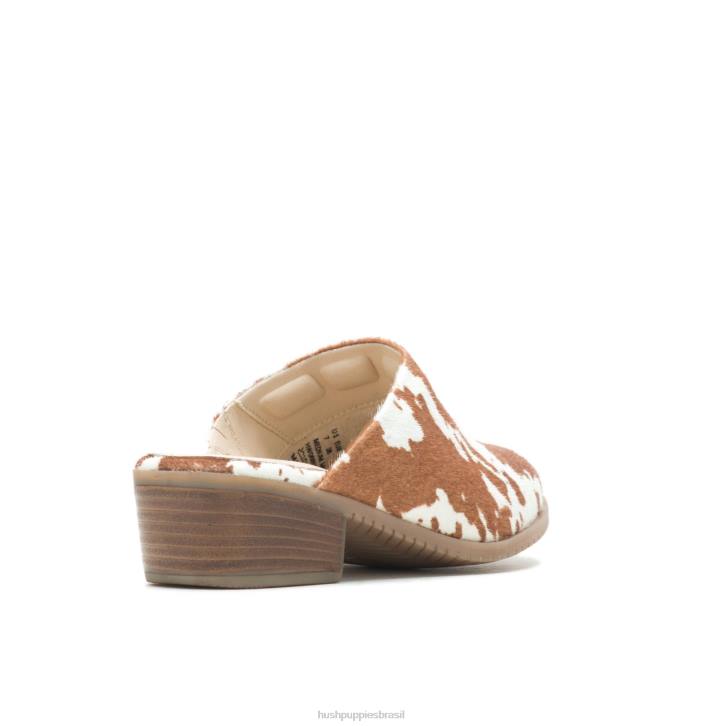 couro de impressão de vaca mula siena mulheres Hush Puppies salto ZZ6R92
