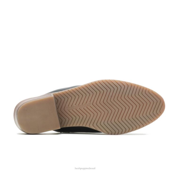 couro preto ousado mula siena mulheres Hush Puppies salto ZZ6R95