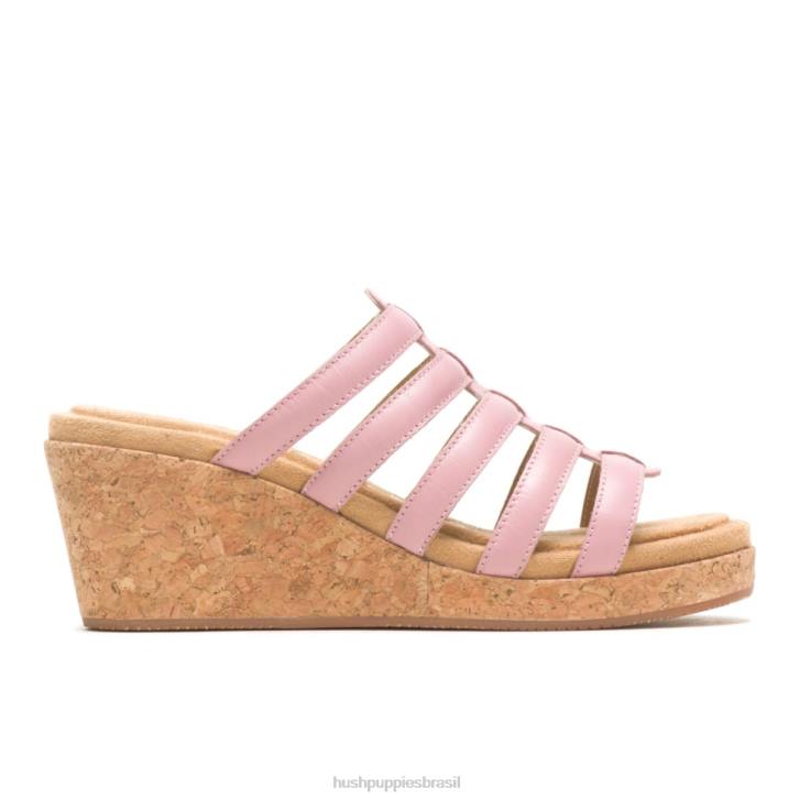 couro rosa legal sandália salgueiro mulheres Hush Puppies salto ZZ6R6