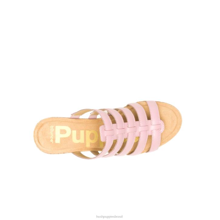 couro rosa legal sandália salgueiro mulheres Hush Puppies salto ZZ6R6