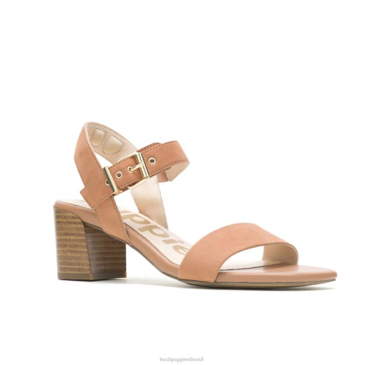 nubuck bronzeado do deserto sandália leila meia tira mulheres Hush Puppies salto ZZ6R33