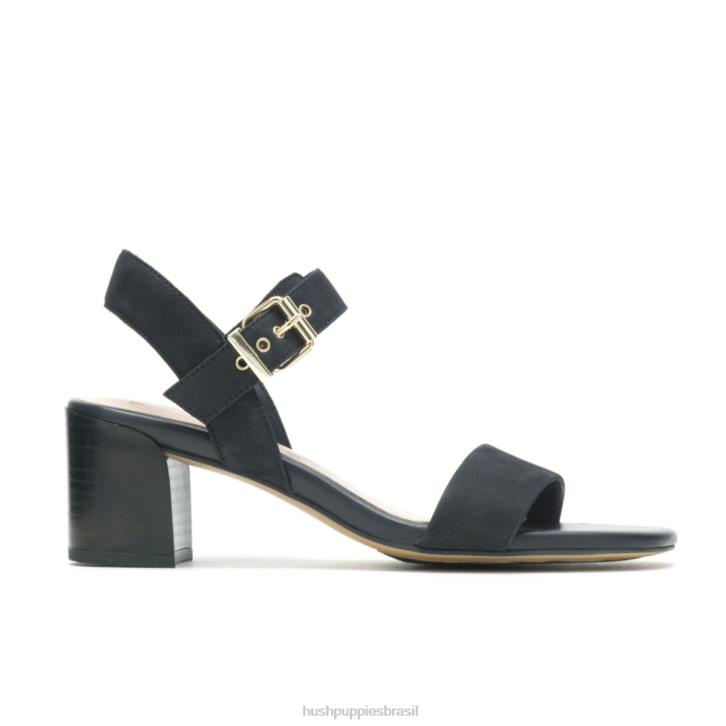 nubuck preto ousado sandália leila meia tira mulheres Hush Puppies salto ZZ6R34