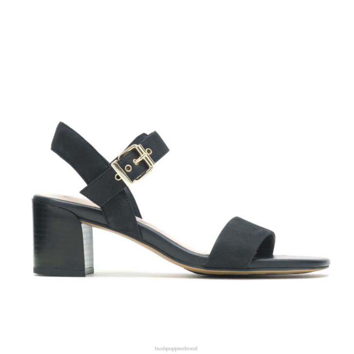 nubuck preto ousado sandália leila meia tira mulheres Hush Puppies salto ZZ6R34