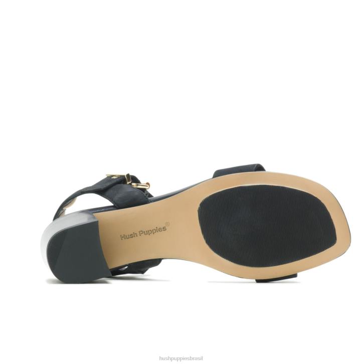 nubuck preto ousado sandália leila meia tira mulheres Hush Puppies salto ZZ6R34