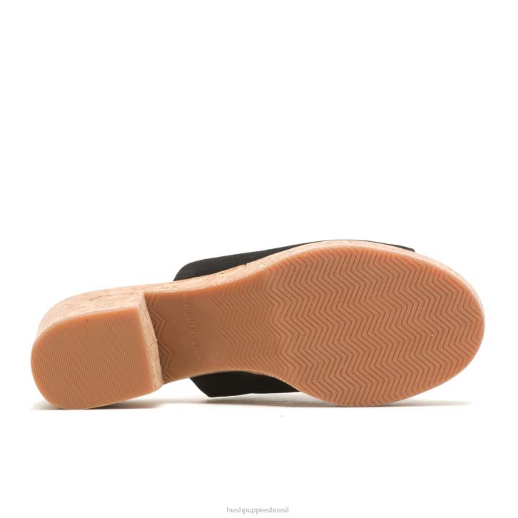 nubuck preto ousado slide de papoula mulheres Hush Puppies salto ZZ6R7