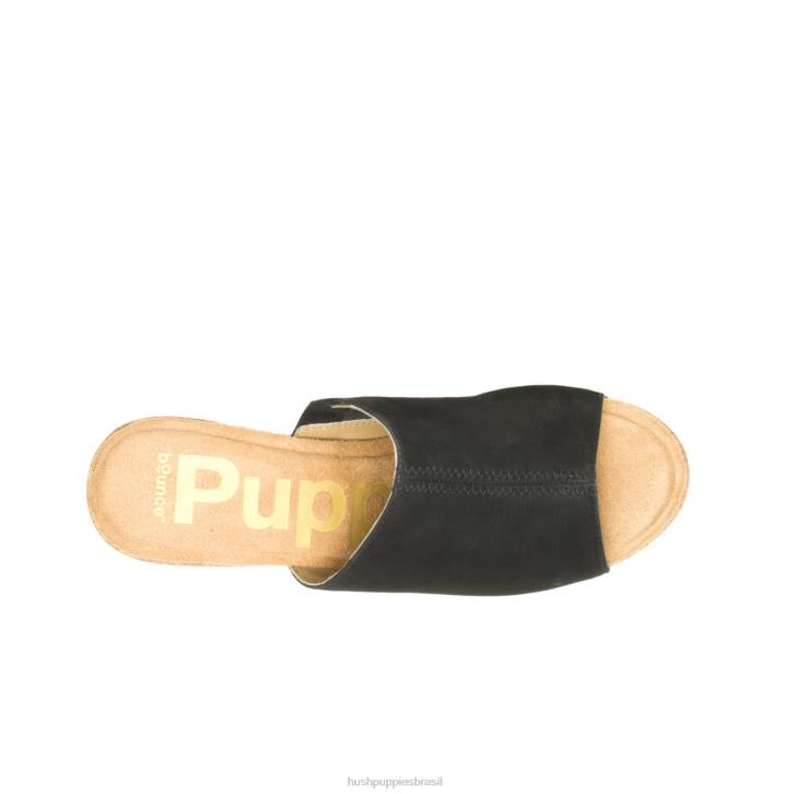nubuck preto ousado slide de papoula mulheres Hush Puppies salto ZZ6R7