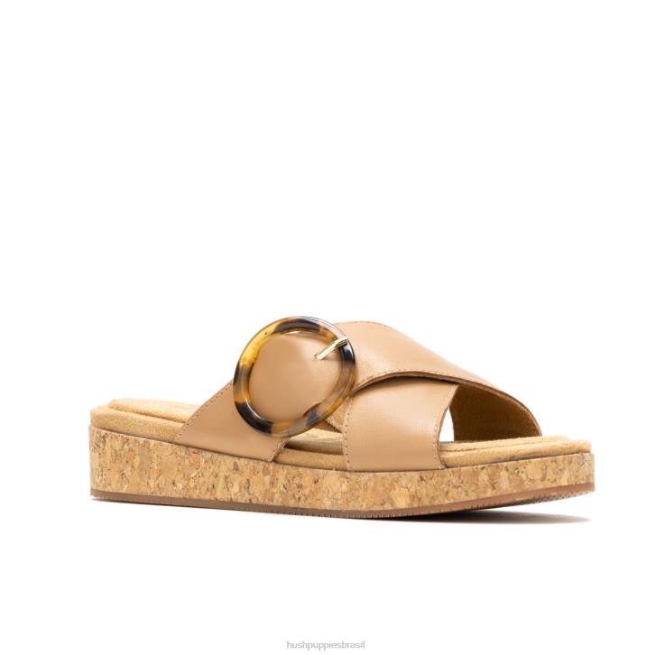 couro bege profundo sandália com fivela June mulheres Hush Puppies sandália ZZ6R10