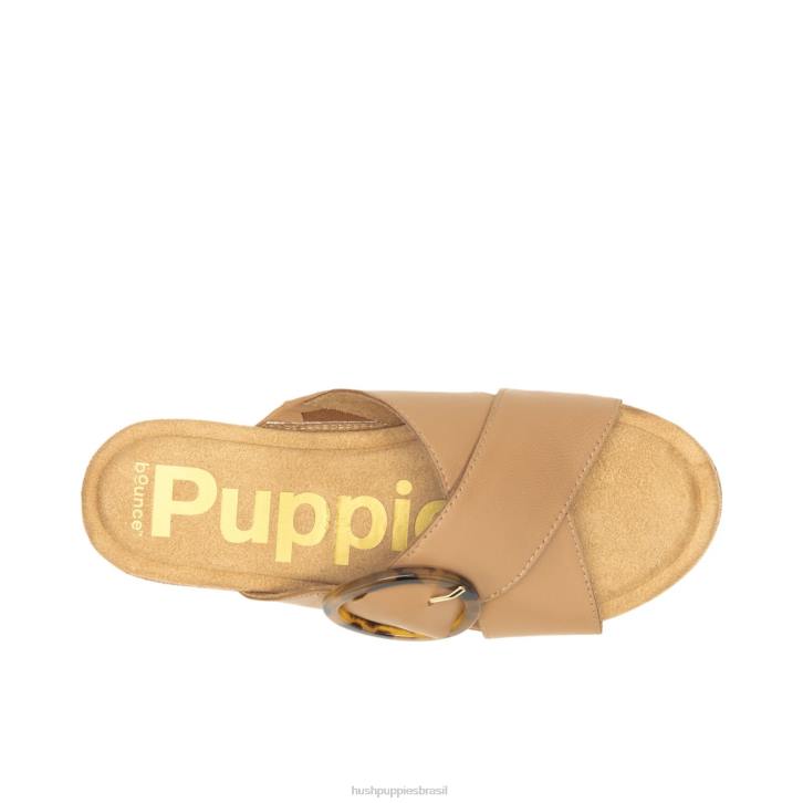 couro bege profundo sandália com fivela June mulheres Hush Puppies sandália ZZ6R10