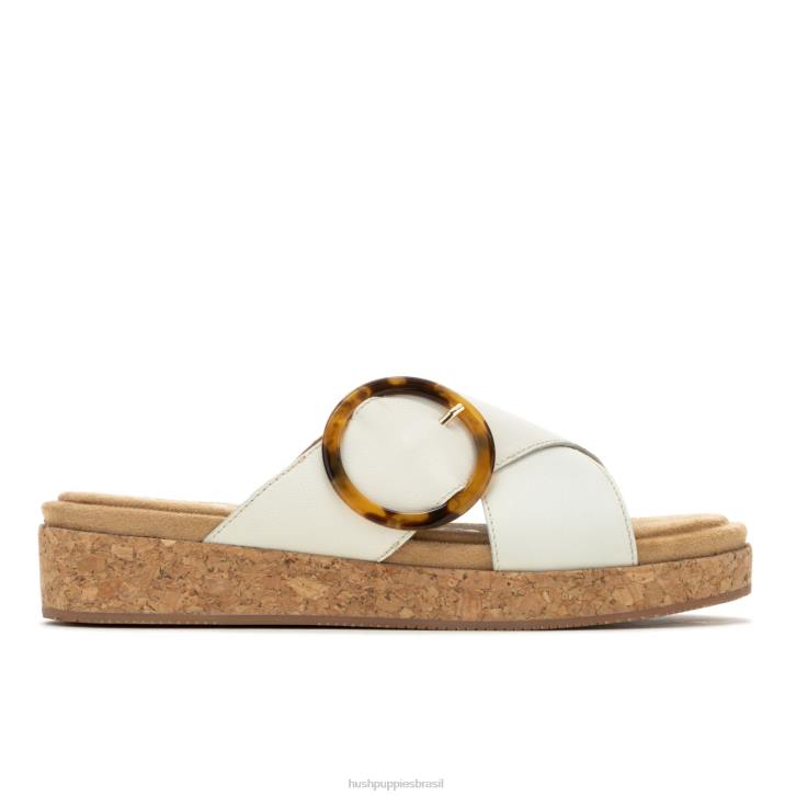 couro creme de baunilha sandália com fivela June mulheres Hush Puppies sandália ZZ6R9