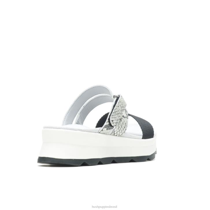 couro de cobra/preto sandália andi mulheres Hush Puppies sandália ZZ6R39