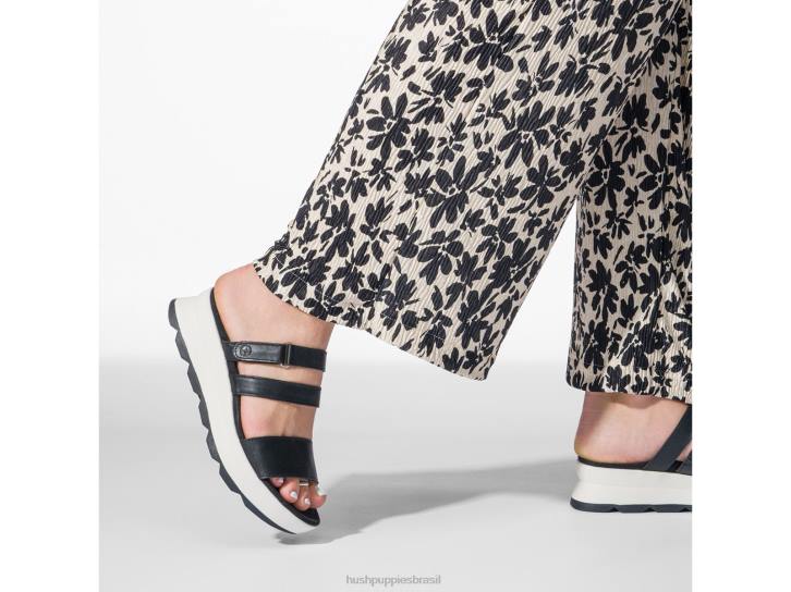 couro de cobra/preto sandália andi mulheres Hush Puppies sandália ZZ6R39