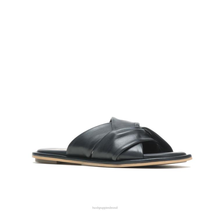 couro preto ousado sandália emily mulheres Hush Puppies sandália ZZ6R14