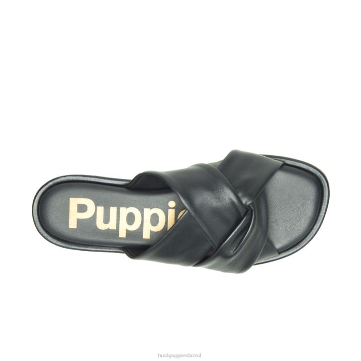 couro preto ousado sandália emily mulheres Hush Puppies sandália ZZ6R14