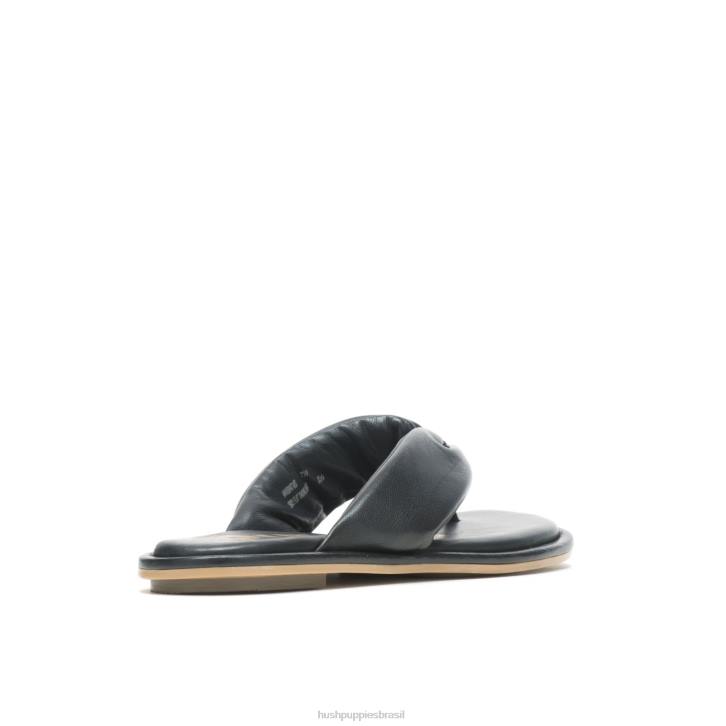 couro preto ousado sandália toepost emily mulheres Hush Puppies sandália ZZ6R15