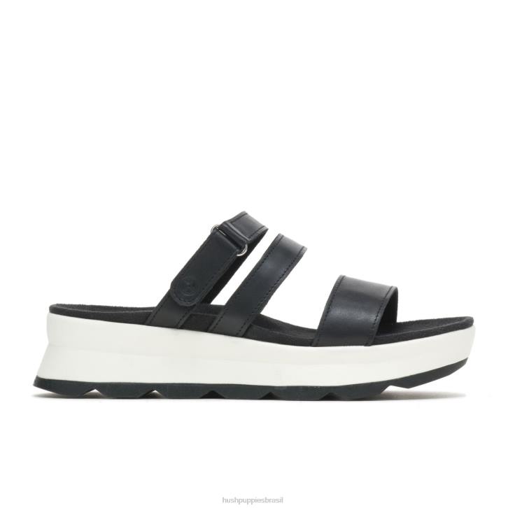 couro preto sandália andi mulheres Hush Puppies sandália ZZ6R40