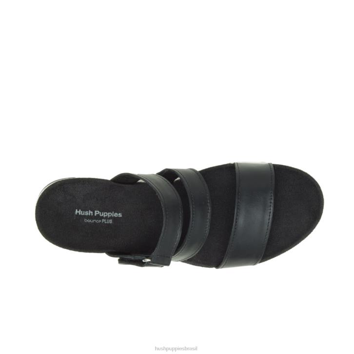 couro preto sandália andi mulheres Hush Puppies sandália ZZ6R40