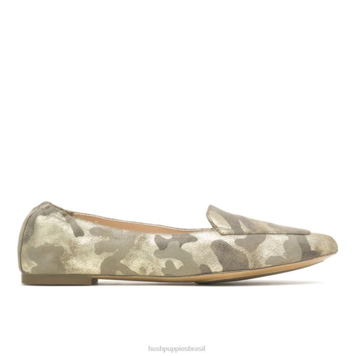 camuflagem camurça metálica ponta avelã plana mulheres Hush Puppies sapatos rasos ZZ6R63