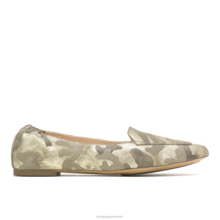 camuflagem camurça metálica ponta avelã plana mulheres Hush Puppies sapatos rasos ZZ6R63