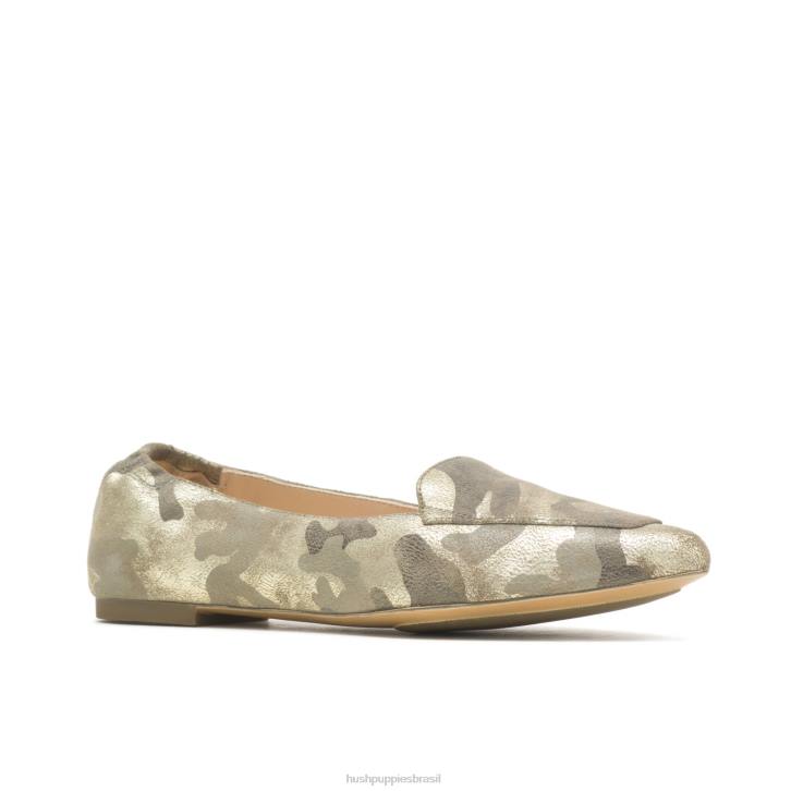 camuflagem camurça metálica ponta avelã plana mulheres Hush Puppies sapatos rasos ZZ6R63