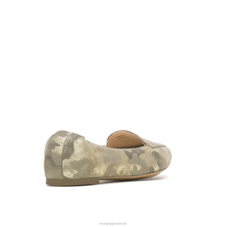 camuflagem camurça metálica ponta avelã plana mulheres Hush Puppies sapatos rasos ZZ6R63