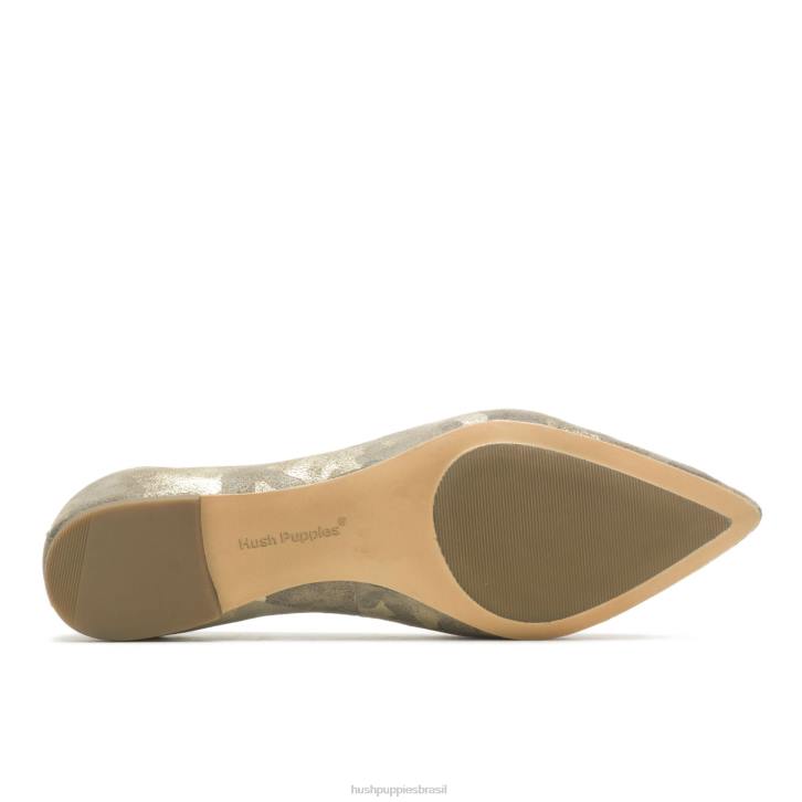 camuflagem camurça metálica ponta avelã plana mulheres Hush Puppies sapatos rasos ZZ6R63
