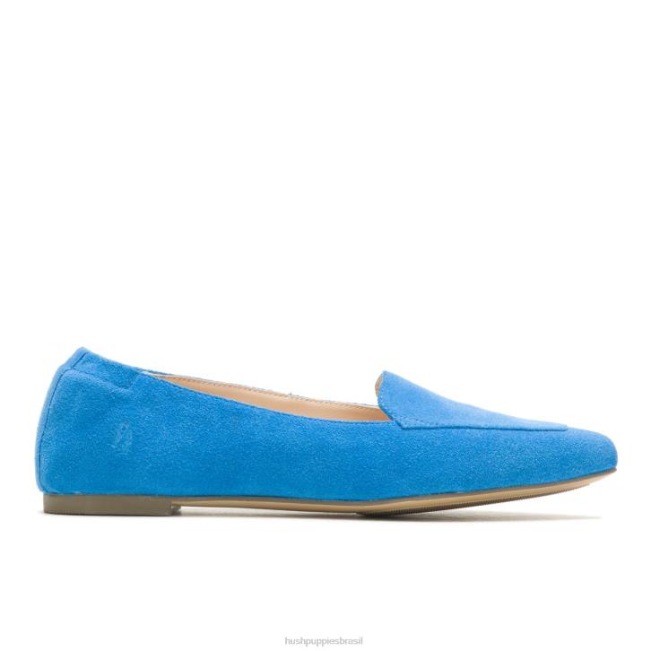camurça azul céu profundo ponta avelã plana mulheres Hush Puppies sapatos rasos ZZ6R52
