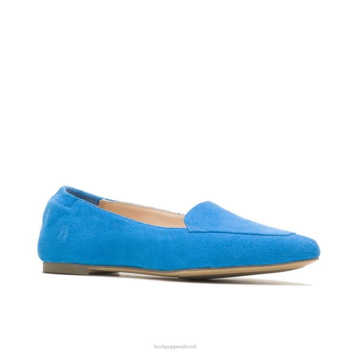 camurça azul céu profundo ponta avelã plana mulheres Hush Puppies sapatos rasos ZZ6R52