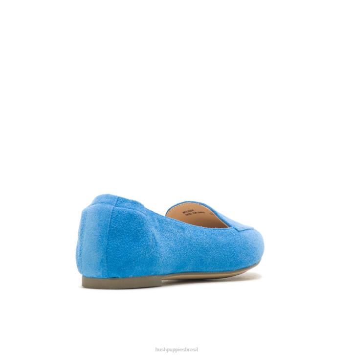 camurça azul céu profundo ponta avelã plana mulheres Hush Puppies sapatos rasos ZZ6R52