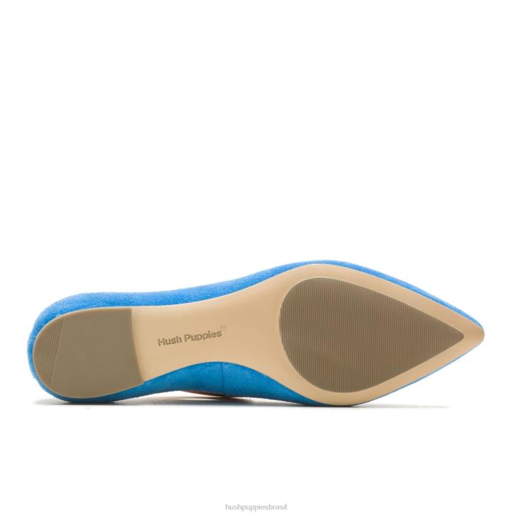 camurça azul céu profundo ponta avelã plana mulheres Hush Puppies sapatos rasos ZZ6R52