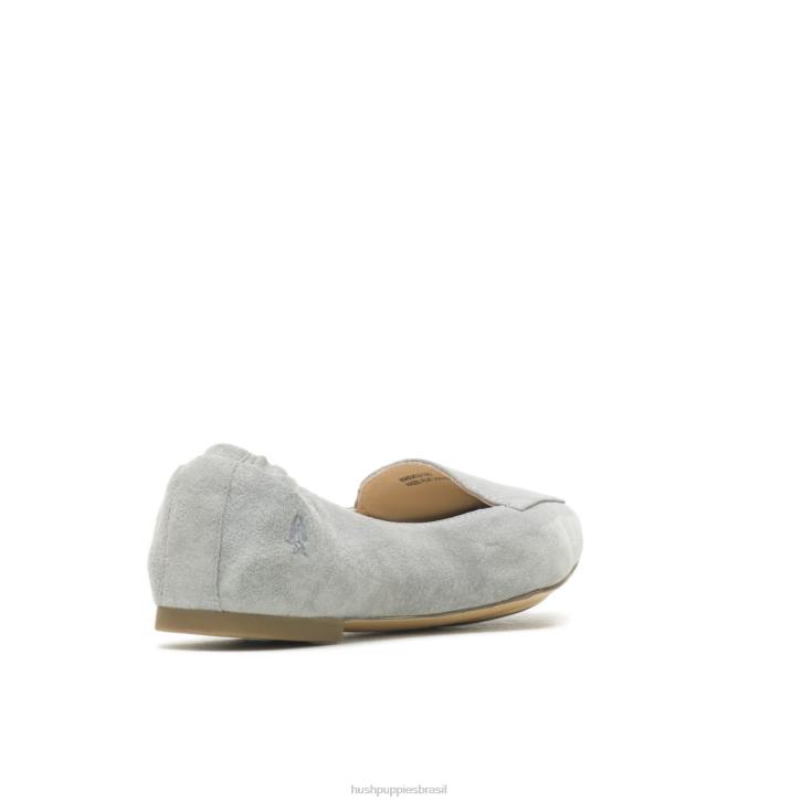 camurça cinza geada ponta avelã plana mulheres Hush Puppies sapatos rasos ZZ6R50