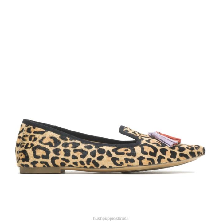 camurça com estampa de leopardo sadie borla 2 plana mulheres Hush Puppies sapatos rasos ZZ6R47