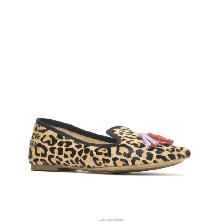 camurça com estampa de leopardo sadie borla 2 plana mulheres Hush Puppies sapatos rasos ZZ6R47