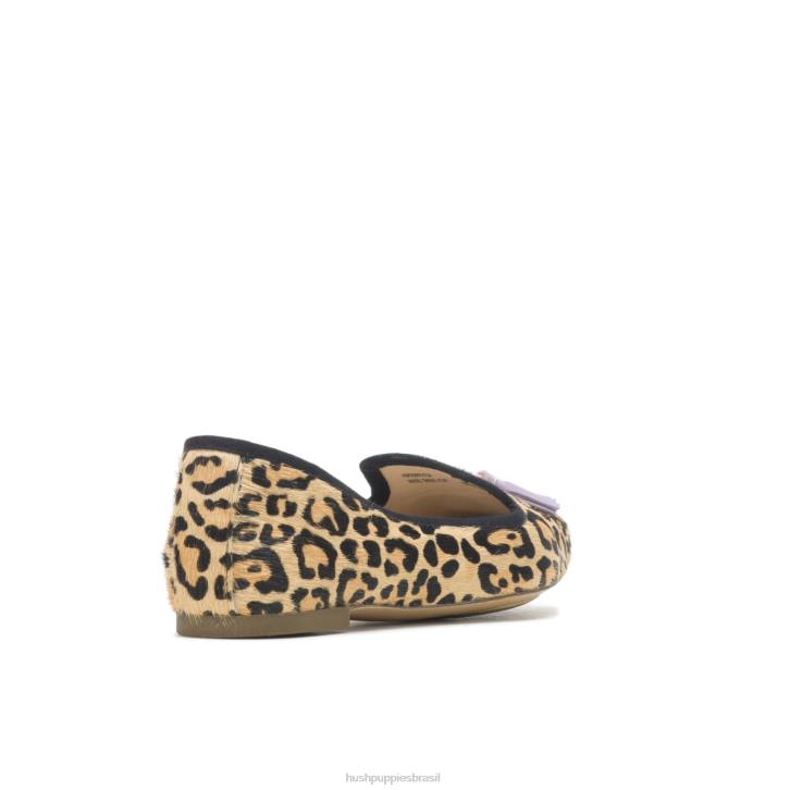 camurça com estampa de leopardo sadie borla 2 plana mulheres Hush Puppies sapatos rasos ZZ6R47
