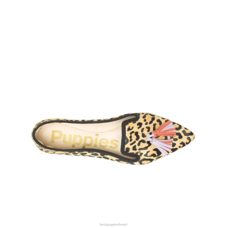 camurça com estampa de leopardo sadie borla 2 plana mulheres Hush Puppies sapatos rasos ZZ6R47