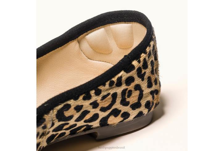 camurça com estampa de leopardo sadie borla 2 plana mulheres Hush Puppies sapatos rasos ZZ6R47