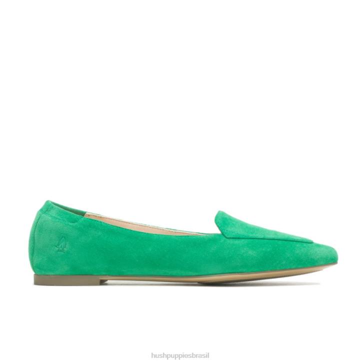 camurça verde jade ponta avelã plana mulheres Hush Puppies sapatos rasos ZZ6R71