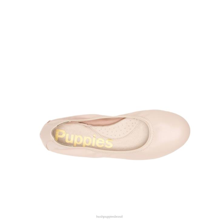 couro taupe claro balé casto plano 2 mulheres Hush Puppies balé plano ZZ6R84
