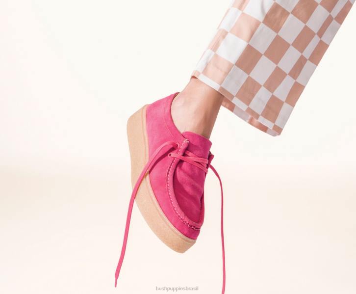 camurça limonada rosa ponte mulheres Hush Puppies tênis ZZ6R137